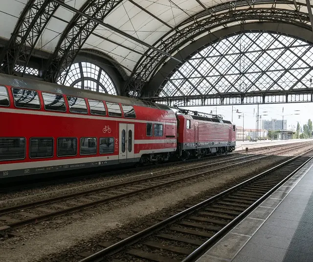 German train leaving the station