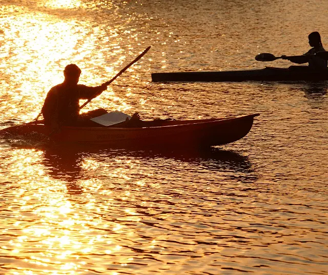 kayaking in the evening sun