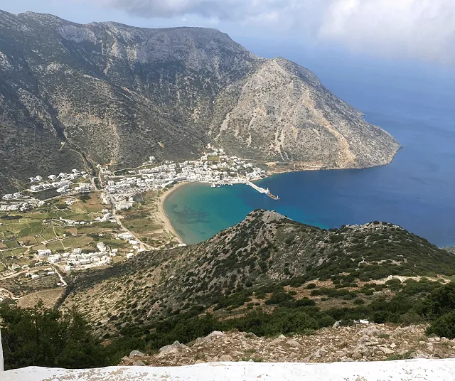 looking down on Kamares from Agios Symeon, Sifnos.