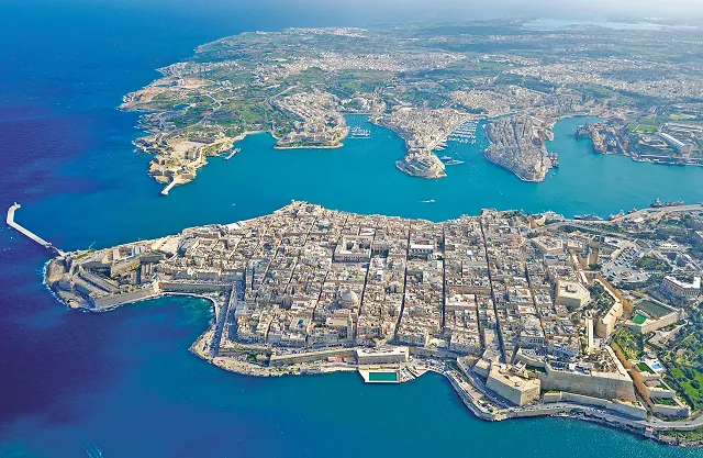 looking down on Valletta and Three Cities